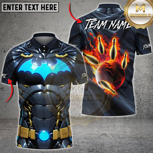 Maxcorners Dark Knight Bowling Multi Options Personalized Name, Team Name 3D Shirts