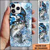 Maxcorners Blue White Camo Graphic Personalized Name Phone Case (13 Fish Species)