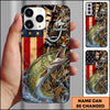 Maxcorners Rustic American Flag Woodland Personalized Name Phone Case (13 Fish Species)