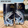 Maxcorners Fishing Tumbler Navy Gold Crossed Hook Splash Design Personalized Name Tumbler (13 Species)