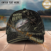 Maxcorners Fishing Reaper Dark American Flag Multiple Options Personalized Name 3D Cap (12 Fish Species)