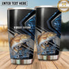 Maxcorners Fishing Tumbler Black Blue Carbon Panel Design Personalized Name Tumbler (13 Species)