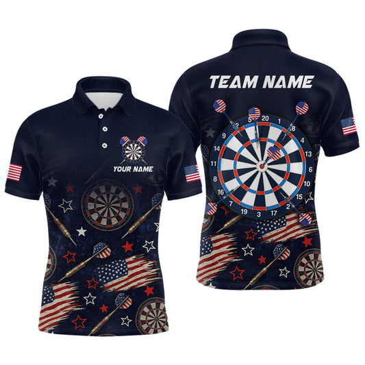 Maxcorners Custom American Flag Dart Shirt for Men, Patriotic Dart Team Jersey and Dartboard Outfit
