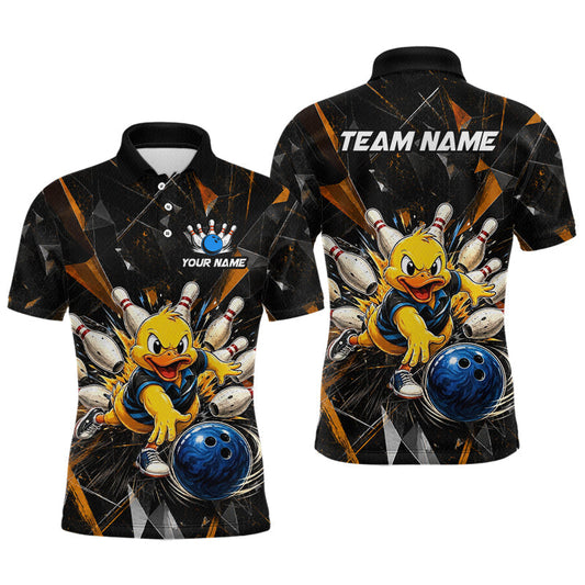 Maxcorners Custom Funny Duck Bowling Team Shirt Bowling Jersey for Men Polo & Quarter-Zip Bowling Outfit