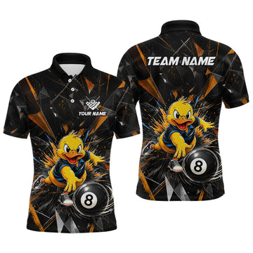 Maxcorners Custom Orange Funny Duck Billiards Shirt for Men 8 Ball Pool Team Jersey Billiard Outfit