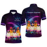 Maxcorners Neon Funny Family of Four Chicken Bowling Team Shirt for Men Bowling League Jersey Outfit Polo & 1/4-Zip TU1410
