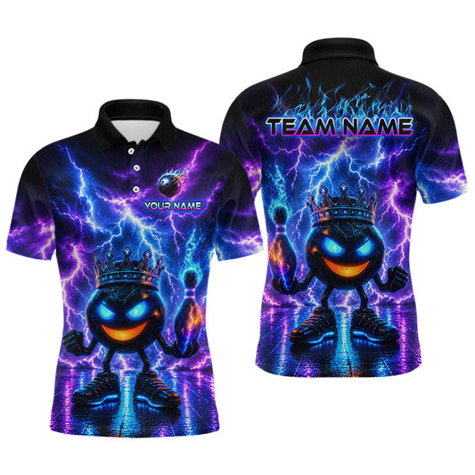 Maxcorners Custom Lightning Thunder Hero Bowling Ball Shirt for Men Bowling Team Jersey Polo & Quarter-Zip