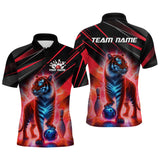 Maxcorners Red Tiger Bowling Team Shirt Custom Bowling League Jersey for Men Bowling Outfit Polo & 1/4 Zip LM2110