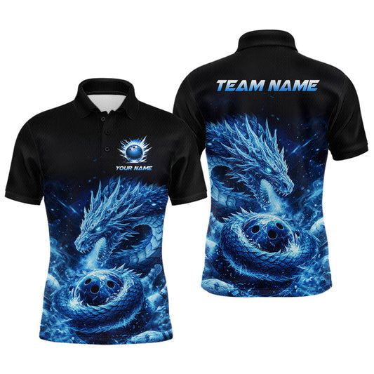 Maxcorners Ice Dragon Bowling Team Shirt Custom Bowling Jersey for Men Bowling Outfit LM2704