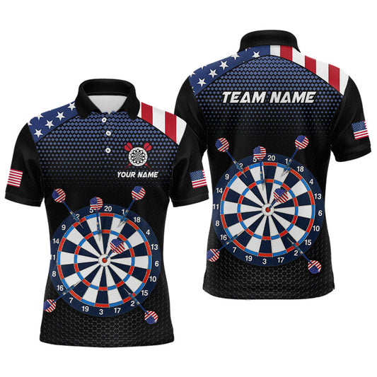 Maxcorners Custom American Flag Dartboard Team Shirt for Men, Patriotic Dart Jersey and Dart Gift