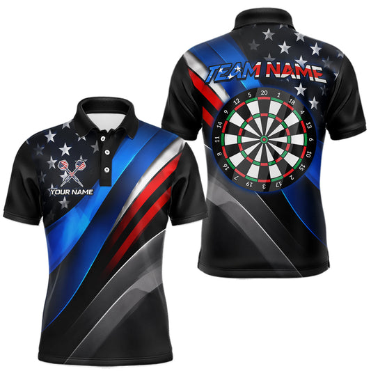 Maxcorners Custom American Flag Dart Shirt for Men, Patriotic Dart League Jersey and Dartboard Outfit