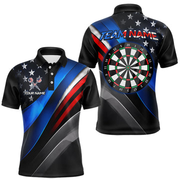 Maxcorners Custom American Flag Dart Shirt for Men Patriotic Dart League Jersey Dartboard Outfit LM0208