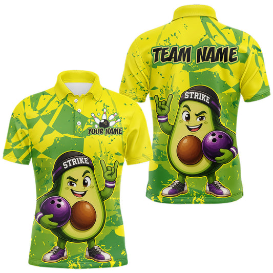 Maxcorners Custom Funny Avocado Bowling Shirt for Men Bowling Jersey Polo & Quarter-Zip LM0706