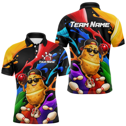 Maxcorners Custom Colorful Funny Potato Bowling Shirt Bowling Team Jersey for Men Bowling Uniform LM0706
