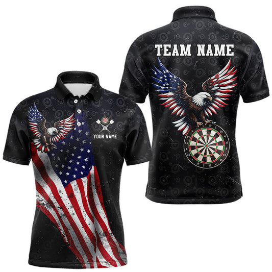 Maxcorners Custom American Eagle Dart Jersey for Men Dartboard Shirt Gift for Dart Players and Teams Polo & 1/4-Zip LM2602