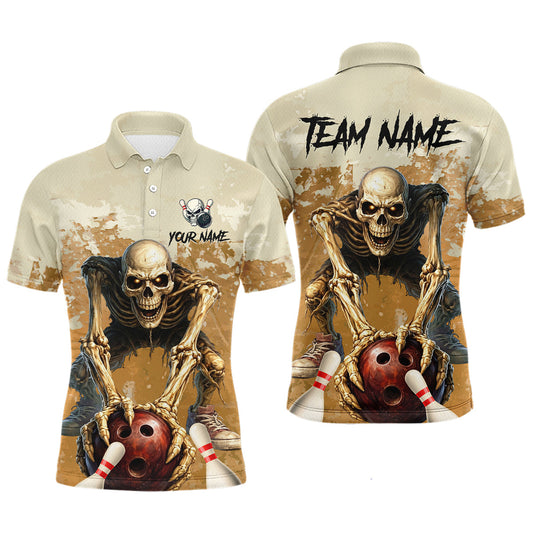 Maxcorners Custom Skeleton Bowling Team Shirt for Men Bowling Jersey Bowling Outfit Polo & Quarter-Zip LM1904