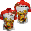 Maxcorners Custom Funny Red Beer Polo Bowling Team Shirt for Men Quarter-Zip Bowling Jersey Outfit LM1812
