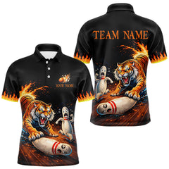 Maxcorners Personalized Tiger Bowling Shirt Orange Funny Bowling Team League Jersey for Men TU2312