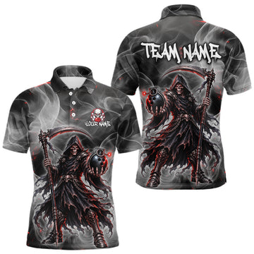 Maxcorners Custom Grim Reaper Bowling Team Jersey Gothic Skull Bowling Shirt for Men Bowling Outfit LM2607