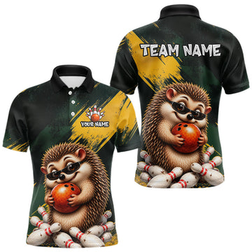Maxcorners Custom Funny Hedgehog Bowling Jersey Bowling Team Shirt for Men Bowling Gifts LM2607