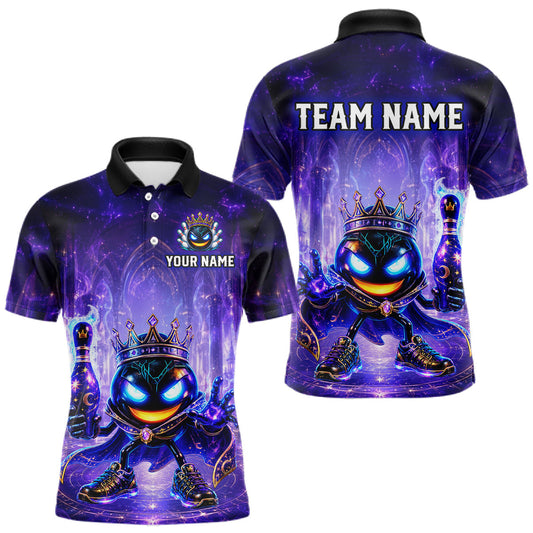 Maxcorners Custom Wizard Bowling Ball Shirt for Men Bowling Jersey League Polo & Quarter-Zip LM2405