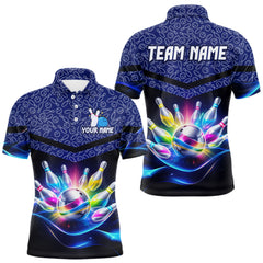 Maxcorners Personalized Bowling Team Shirt for Men Polo & 1/4 Zip Bowling Jersey League LM2512