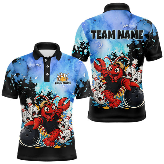 Maxcorners Custom Funny Crawfish Bowling Team Jersey for Men Bowling Shirt Polo & 1/4 Zip LM1705