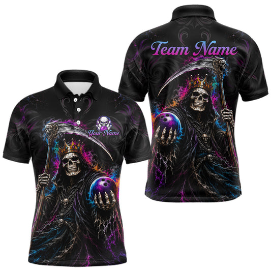 Maxcorners Custom Grim Reaper Crown Skull Bowling Team Jersey for Men