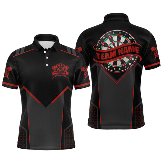 Maxcorners Personalized Red Dart Team Shirt for Men Custom Dart Jersey Polo & 1/4-Zip Dartboard Outfit LM2602
