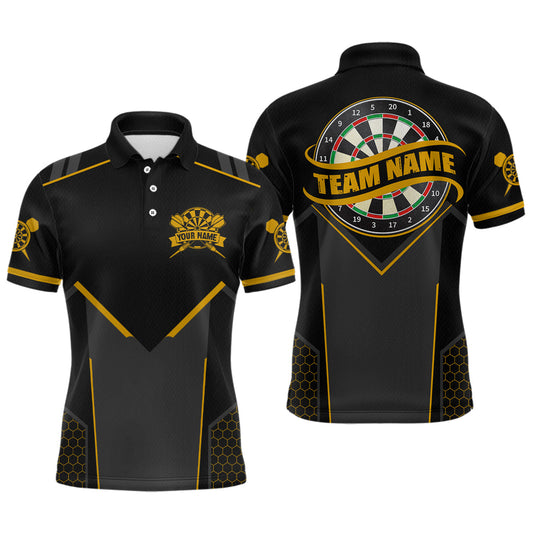 Maxcorners Personalized Yellow Dart Team Shirt for Men Custom Dart Jersey Polo & 1/4-Zip Dartboard Outfit LM2602