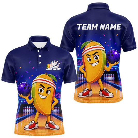 Maxcorners Custom Funny Mango Bowling Shirt for Men Bowling Jersey Polo & Quarter-Zip LM0706
