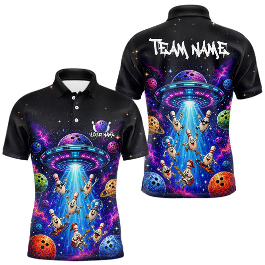Maxcorners Custom Galaxy UFO Bowling Shirt for Men Bowling Team Jersey Bowling Outfit LM0706