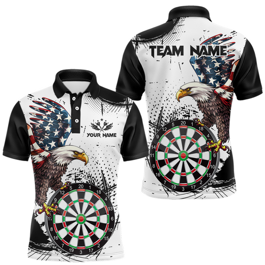 Maxcorners Custom American Eagle Dart Shirs for Men Patriotic Dartboard Shirt Gift Dart Jersey LM2602