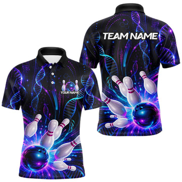 Maxcorners Neon DNA Strike Bowling Shirt Custom Bowling Jersey for Men Polo & Quarter-Zip LM2405