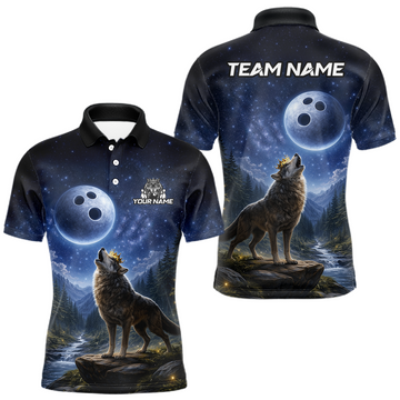 Maxcorners Custom Rhinestone Bowling Shirt for Men Gradient Bowling Team Jersey Polo & Quarter-Zip Bowling Outfit