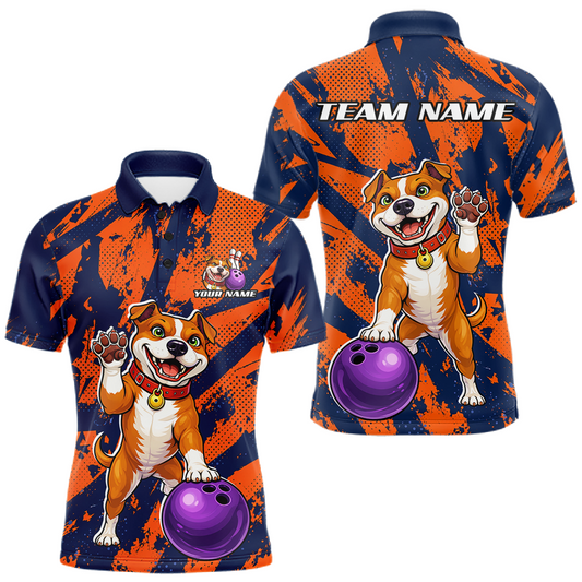 Maxcorners Custom Pitbull Bowling Shirt for Men Bowling Team Jersey Polo & Quarter-Zip LM2704