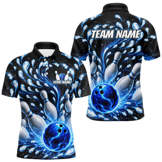 Maxcorners Water Bowling Team Shirt for Men Custom Bowling Jersey Polo & Quarter-Zip League LM2405