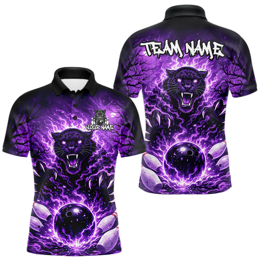 Maxcorners Custom Panther Bowling Shirt for Men Bowling Team Jersey Bowling Outfit Polo & Quarter-Zip LM2603
