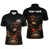 Maxcorners Custom Custom American Eagle Bowling Shirt for Men Polo & Quarter-Zip Bowling Jersey Bowling Outfit LM2110