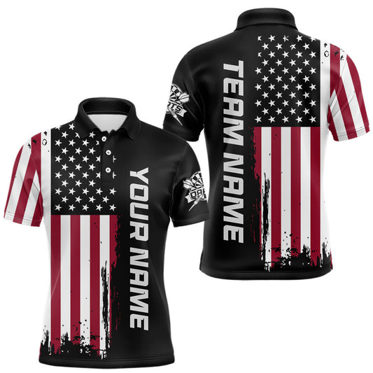 Maxcorners Custom American Flag Black Dart Shirt for Men, Patriotic Dart Team Jersey and Dartboard Outfit