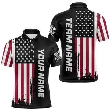 Maxcorners Custom American Flag Black Dart Shirt for Men Patriotic Dart Team Jersey Dartboard Outfit LM0208