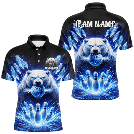 Maxcorners Custom Polar Beer Bowling Shirt for Men Ice Bowling Jersey Polo & 1/4-Zip Bowling Uniform for Team