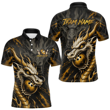 Maxcorners Custom Golden Dragon Bowling Team Jersey for Men Bowling League Shirt LM0208