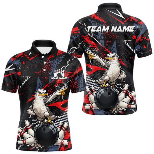 Maxcorners Custom Funny Gull Bowling Team Shirt for Men Bowling League Jersey Polo & Quarter-Zip LM1705