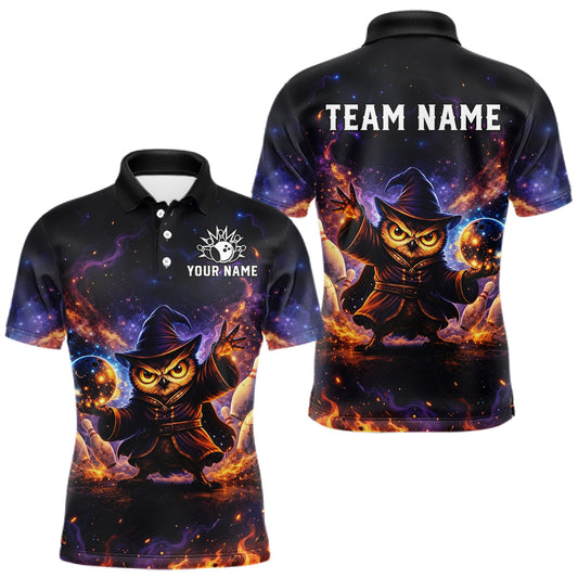 Maxcorners Custom Witch Owl Bowling Team Shirt Funny Bowling League Jersey Outfit For Men LM1104