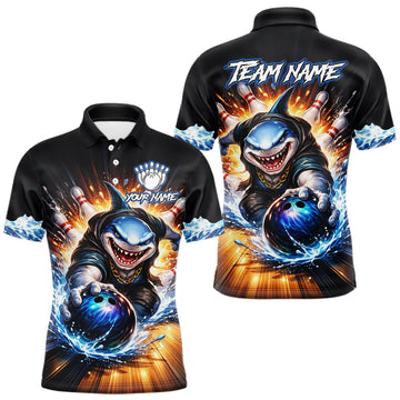 Maxcorners Personalized Funny Shark Bowling Team Shirt Bowling Jersey for Men Polo & Quarter-Zip LM1903