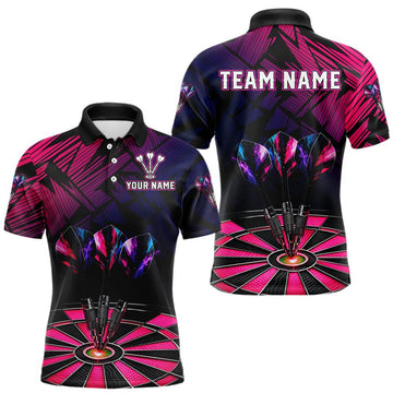 Maxcorners Personalized Pink Dart Shirt for Men Team Dart Jersey Dartboard Shirt Polo & Quarter-Zip LM1903