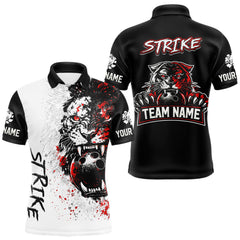 Maxcorners Custom Red & White Tiger Bowling Team Jersey for Men Bowling Shirt Polo & 1/4 Zip Bowling Outfit LM2512