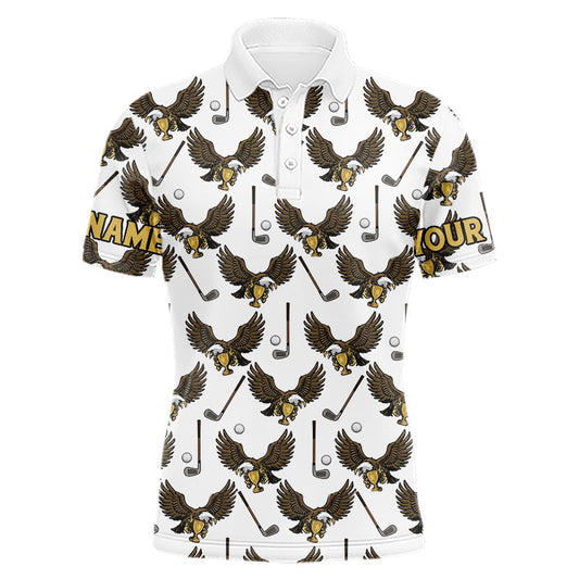 Maxcorners Golf Polo Shirts, Eagle Mens Golf Polo Shirts Custom Name White Golf Shirts For Men, Golf Gifts