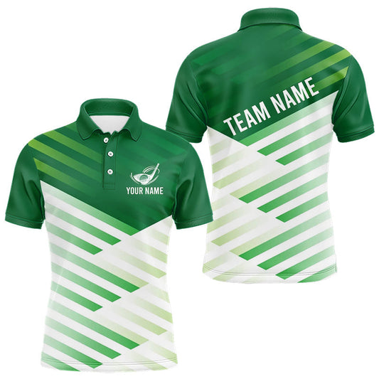 Maxcorners Green And White Mens Golf Polo Shirt Custom Name Golf Shirts For Team Personalized Golf Gifts